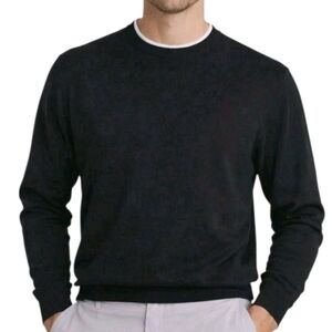 G/Fore Mens Sweater Size Medium Black Oynx Wool Blend Long Sleeve White Trim New